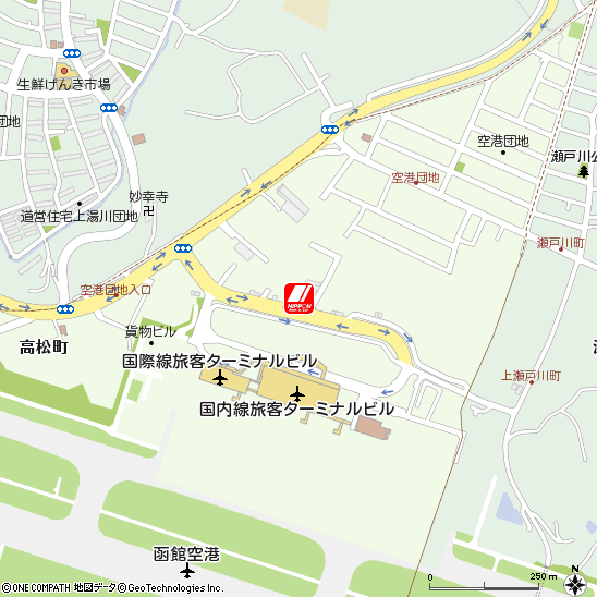 函館空港前付近の地図